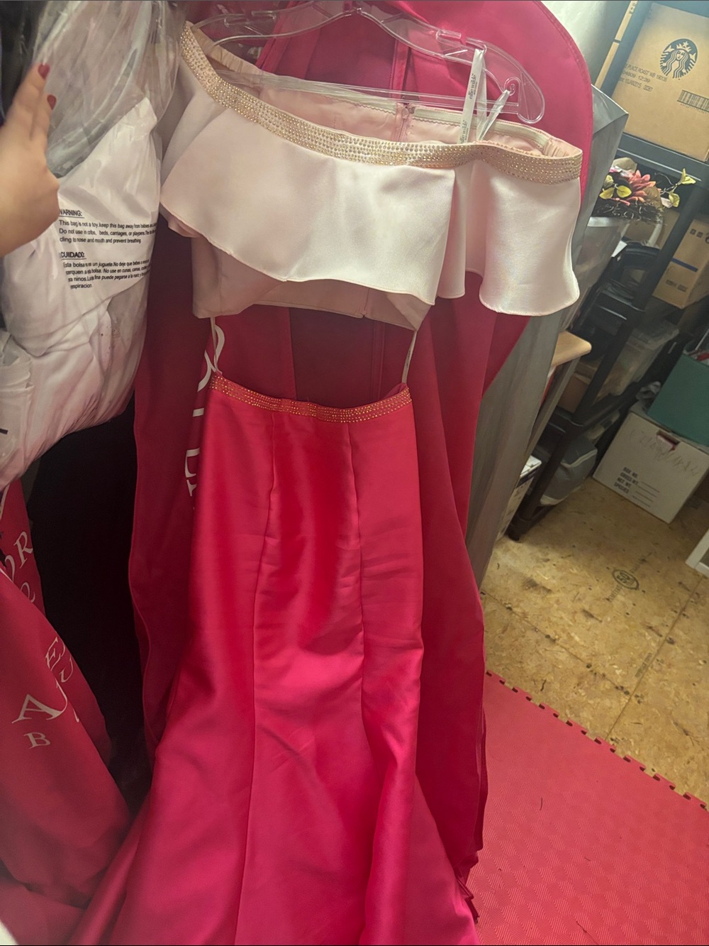 ellie wilde Hot Pink and White Two-Piece Prom Dress